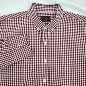 UNTUCKit‎ Mens Burgundy Gingham Check Button Down Shirt Medium Slim Fit Cotton